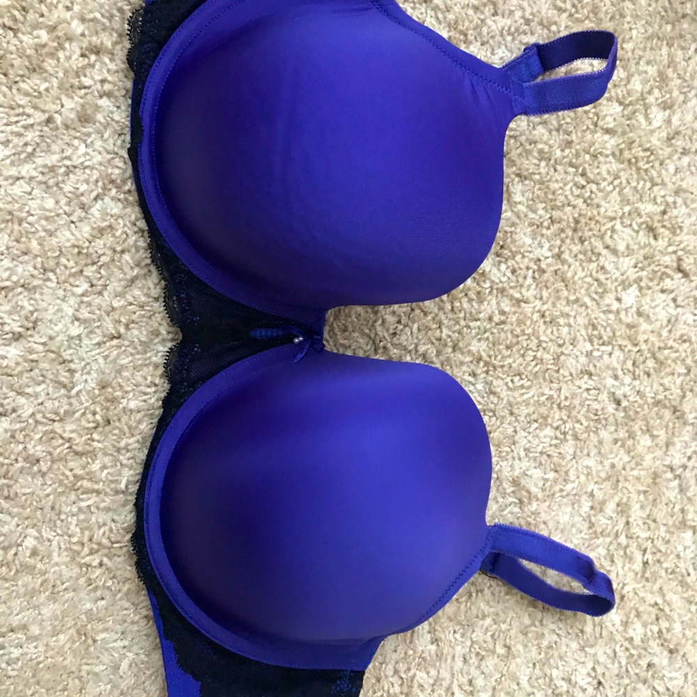 40D Torrid Blue and Black Lace Bra!
